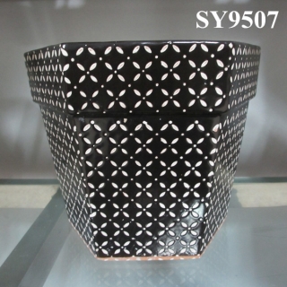 Polygon black home decoration flower pot