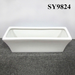 Practical white garden retangular ceramic planter