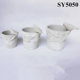 White finish pots round clay pots