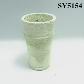 Round white finished cement tall clay flower pot