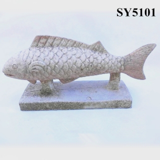 Showing white fish marble fish statue