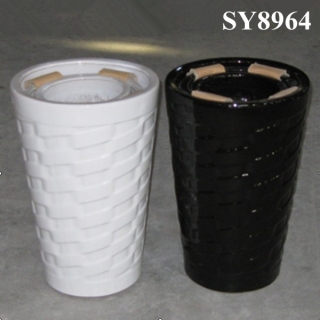 Surface carving ceramic cylinder flower pot