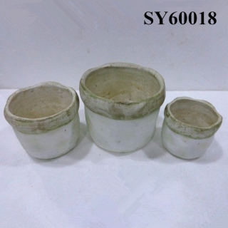 Round white clay planter pot wholesale
