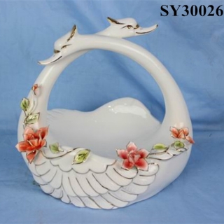 Swan design hand painting fruit plate