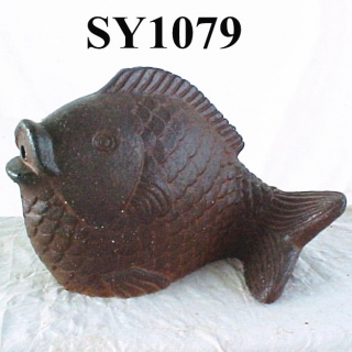 20" rustic brass ceramic fish