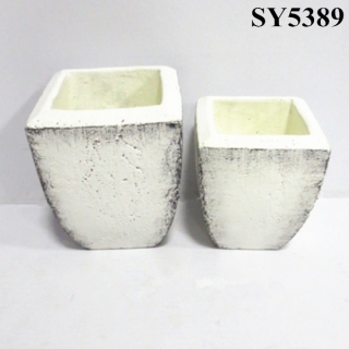 Round corner square white clay decoration planter pot