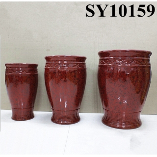 2015 hot cheap porcelain pot red glaze ceramic plant pots