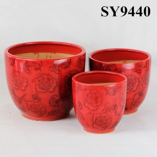 Hot selling porcelain pot red glazed wholesale plant pot