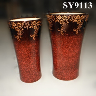 Two color glazed golden printing ceramic large pot