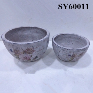 Bowl shape terracotta decal decoration flower pot