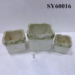 Squared cement finished decorative flower pot