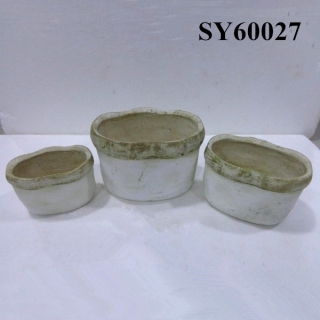 Oval cement finished terracotta pots wholesale