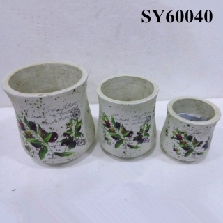 Cylinder white washed terracotta pot