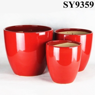 Decoration red ceramic flower pot