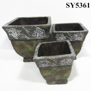 Top squared cement decoration flower pot