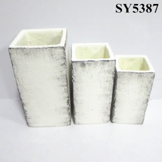 Tall squared cement finished flower pot wholesale