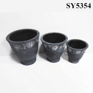 Hotsale product 2015 carving rose round plant pot