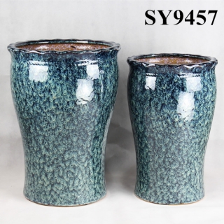 Round fancy glazed tall decoration flower pot