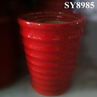 Plain red ceramic decoration glazed flower pots