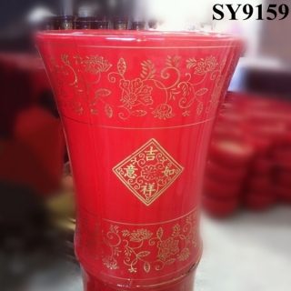 Red glazed home flower pot ceramic decoration