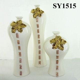 22" gold galvanized ceramic vase set