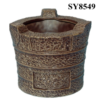 Bucket design ceramic antique planter pot