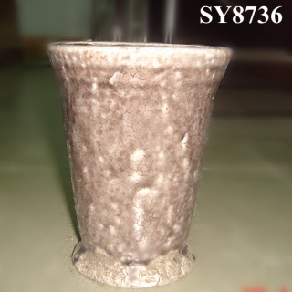 Cup shape brown glazed antique flower pot