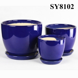 Royal blue glazed indoor decorative flower pots planters