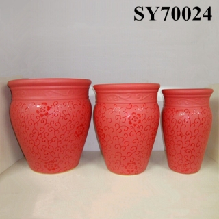red pattern large outdoor ceramic pots