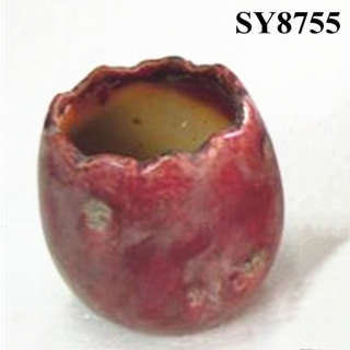 Shabby and antique pigmented glazed flower pot