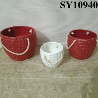 Handbag small red round ceramic pot wholesale