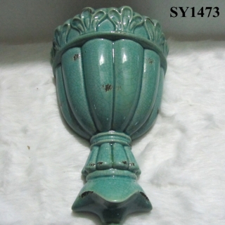 13" on wall antique glazed ceramic vases