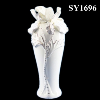 12.25" Decorative liquid gold white marble vases