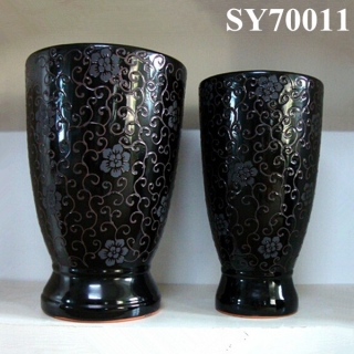 black pattern large indoor plant pots