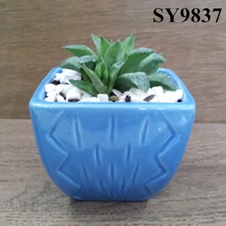 Pot for plant blue triangle mini planter pot