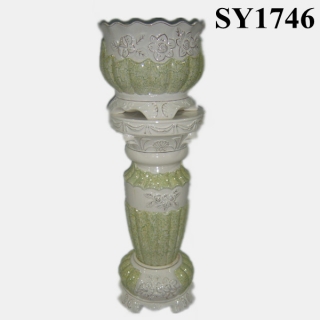 Unique design green carving glazed roman column