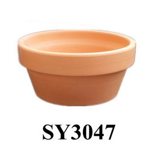 Round original terracotta ceramic candle holder pot