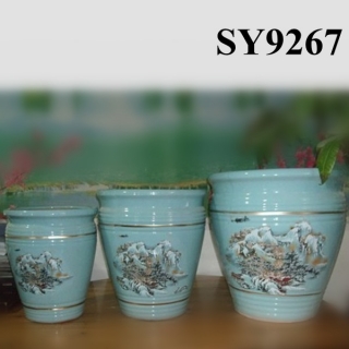 Light green landscape printing hotel decoration planter pot