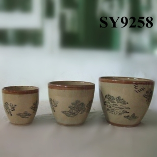 landscape painting ceramic transparent glazed pot