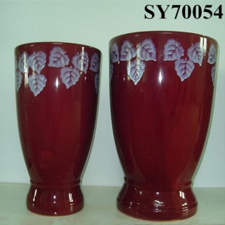 Red tall decorative indoor flower pots