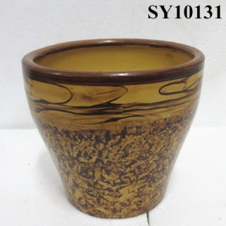 Round painting wooden design garden flower pot