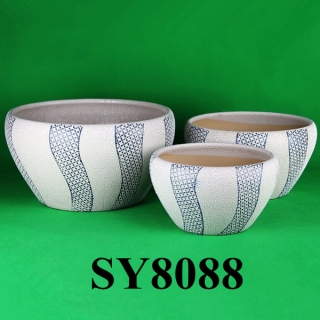 Big bowl shape pattern printing indoor shaped planter pot