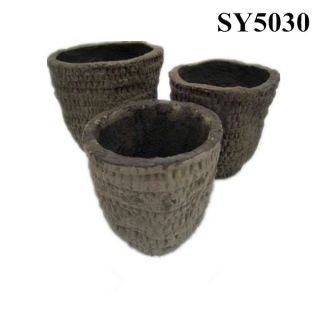 Straw outdoor round concrete cement planters