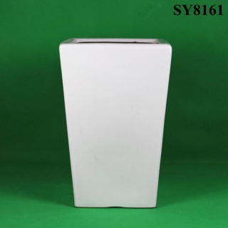 Plain white large square planter pot