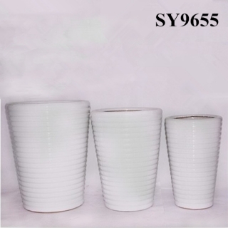 Vertical liner white large ceramic plant pots