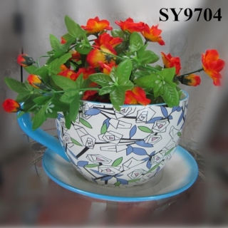 Ceramic flower pot coffee mug