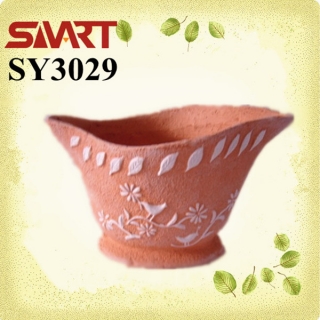 Goblet shape terracotta clay garden pots