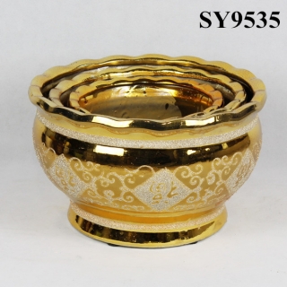 Flower pot for sale decoration gold porcelain flower pot