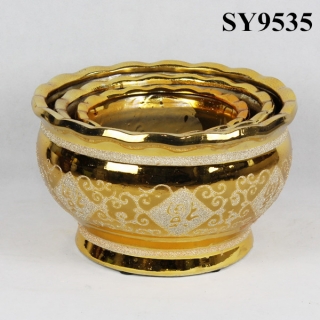 Flower pot for sale decoration gold porcelain flower pot