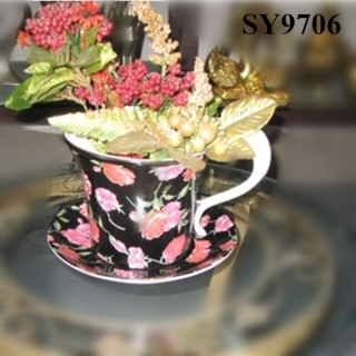 Spain design ceramic coffee cup flower pot